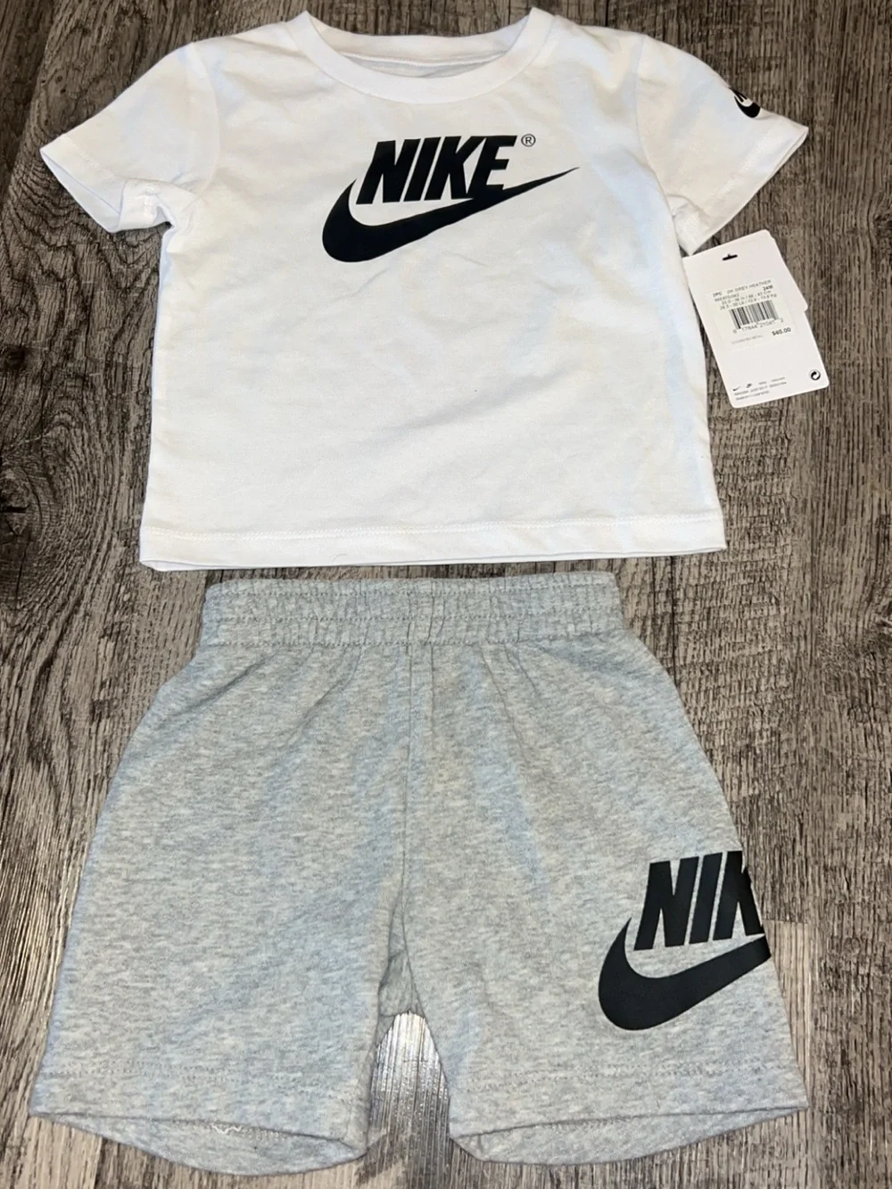 Nike White Tee with Black Swoosh — Kids - Picture 1 of 7